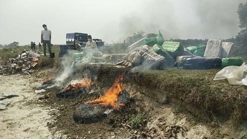 सप्तरी प्रहरीद्वारा दुई दिनमा ३८ क्विन्टल भन्दा बढी गाजा नष्ट 